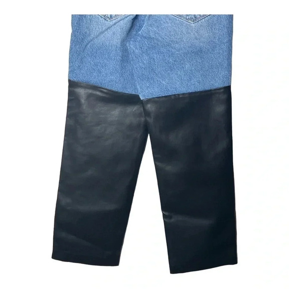 BLANK NYC “THE BAXTER” RIBCAGE STRAIGHT LEG DENIM JEANS W/ FAUX LEATHER‎ SIZE 24 - Picture 12 of 15